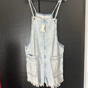 Aerie Light Wash Denim Overalls.